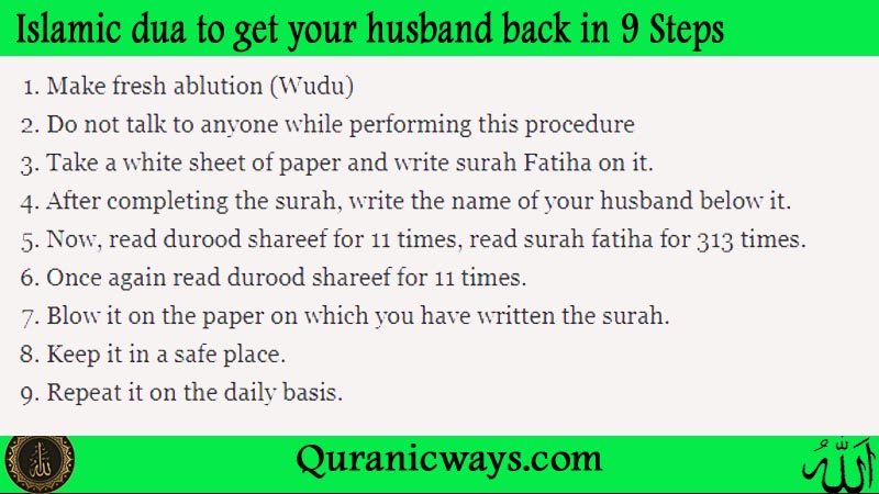 Islamic dua to get your husband back in 9 Steps