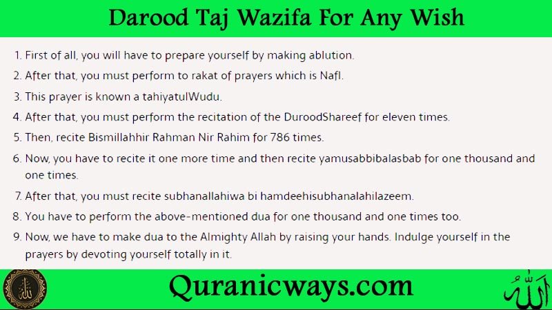 Darood Taj Wazifa For Any Wish