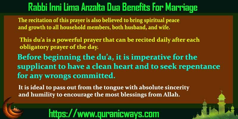 Rabbi Inni Lima Anzalta Dua Benefits For Marriage